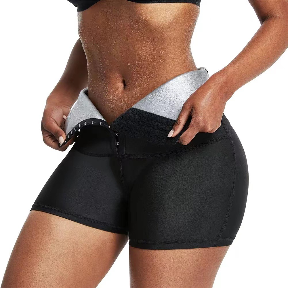 Hip Lifting Body building Sweat breaking Clothes Button up Abdominal Shorts Silver - Shop at LoveMi