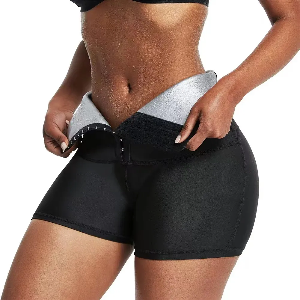 Hip Lifting Body-building Sweat-breaking Clothes Button-up Abdominal Shorts - Silver