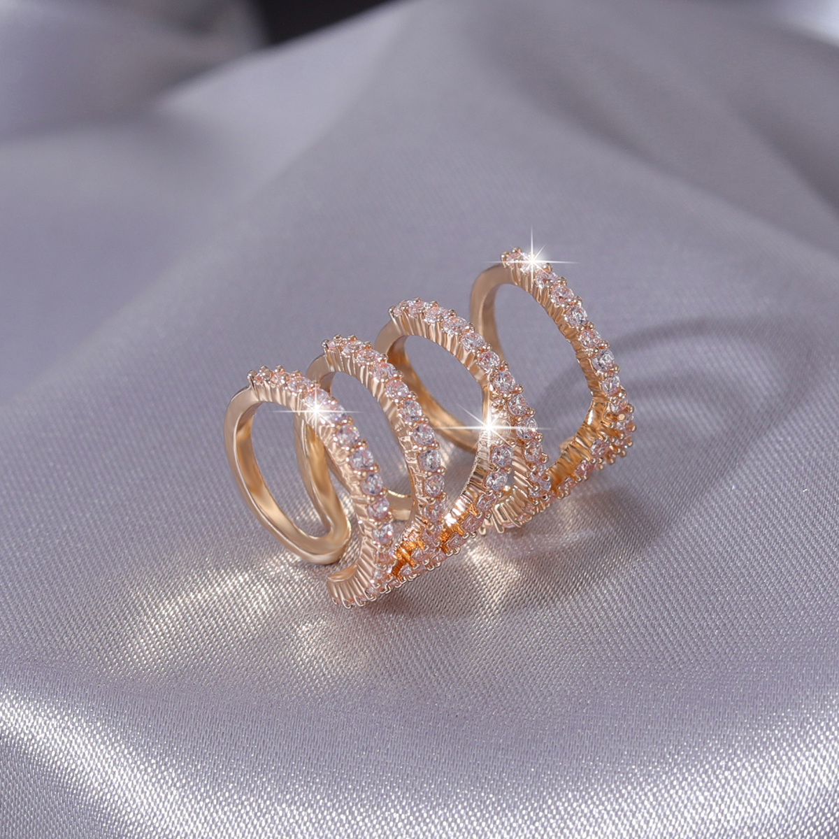 New European And American Four-circle Ear Clip Earrings