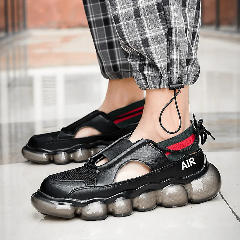 New Style Sandals And Slippers Fashion Casual Men's Hollow Out - Black