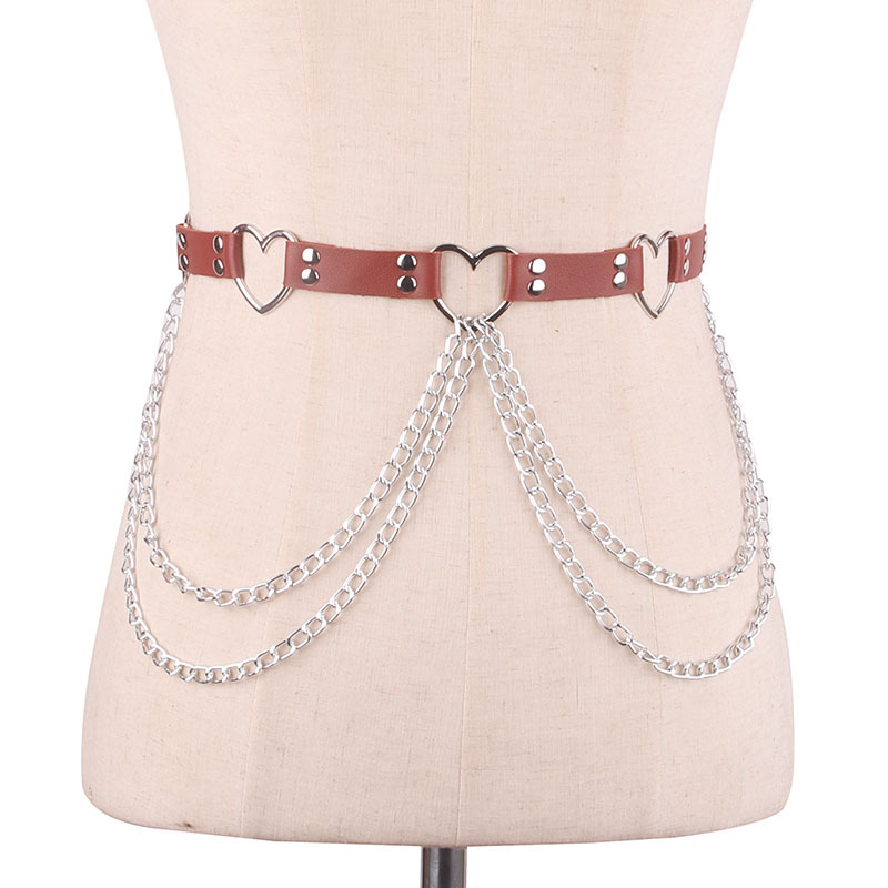 Title 3, Punk Leather Belt With Heart-shaped Metal Trim