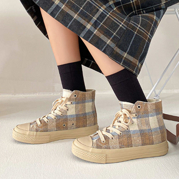 High-top Canvas Women's Trendy Retro Hong Kong Style Shoes