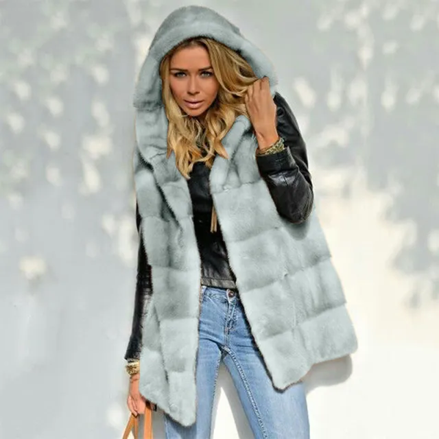 Autumn And Winter Solid Color Loose Plush Faux Fur Vest Grey - Shop at LoveMi