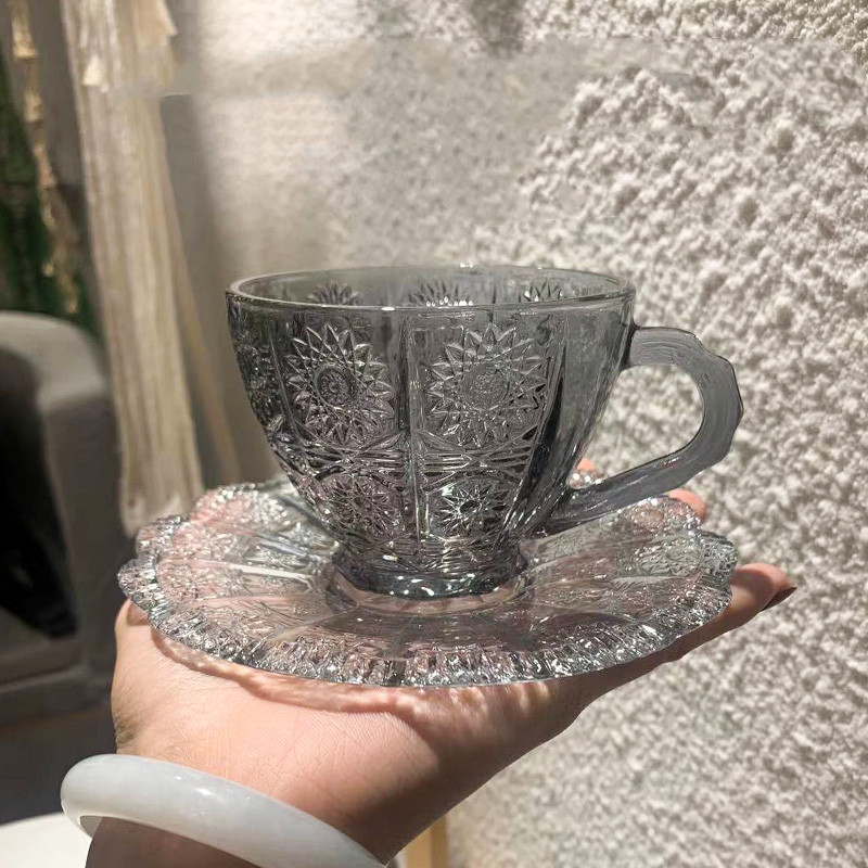 Coffee cup set sunflower latte (transparent)