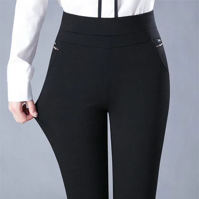 Women's Elastic High waisted Casual Pants Black - Shop at LoveMi