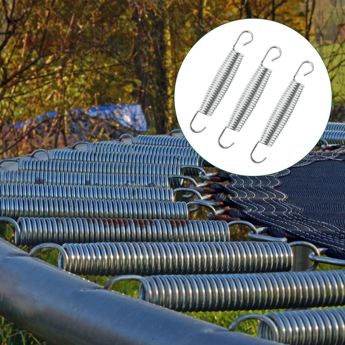 Set Of 35 Trampoline Replacement Springs, Heavy-Duty Galvanised 5.5 14cm Silver