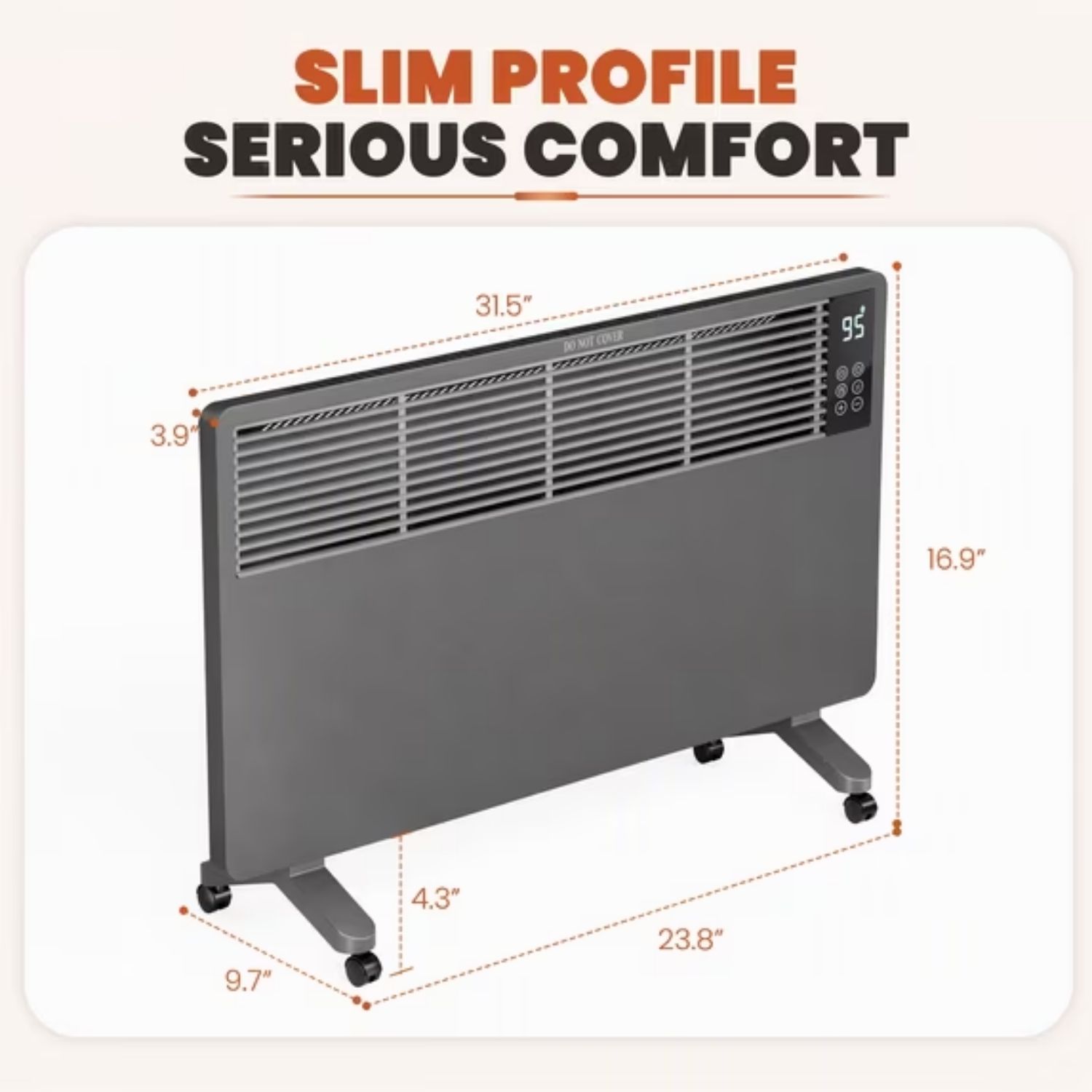 Panel Convection Heater, 1500W, Remote Control, Wall Mount And Freestanding, 25H Timer, Overheat And Tip-Over Protection image 2