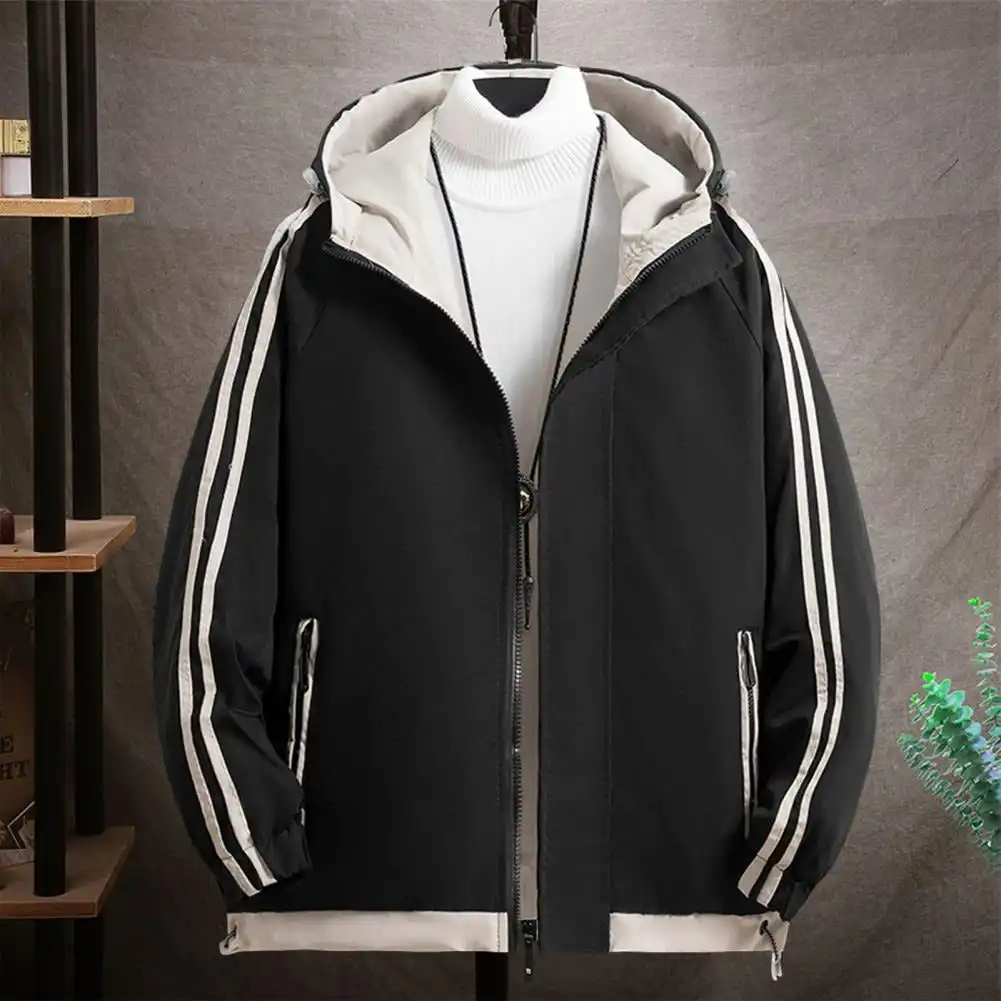 Men's Coat Two Bar Hooded Jacket