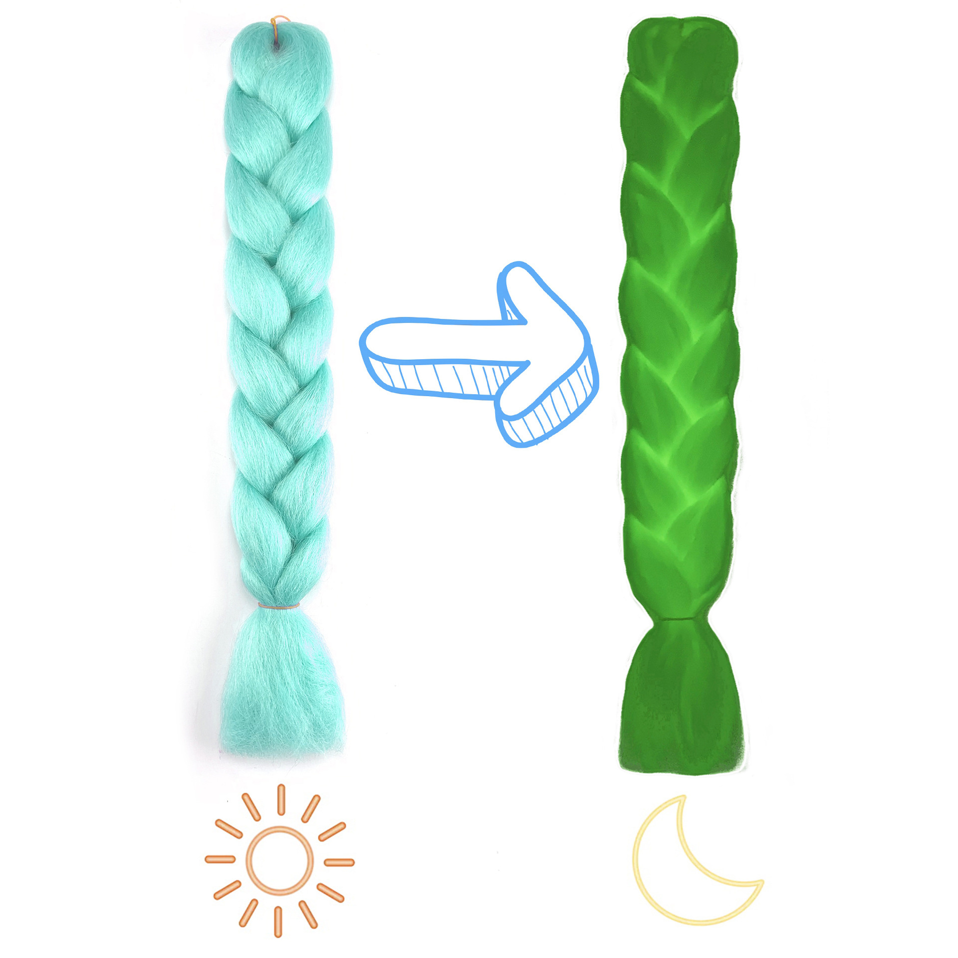 Luminous Fluorescent Chemical Fiber Wig Big Braid — foto 11