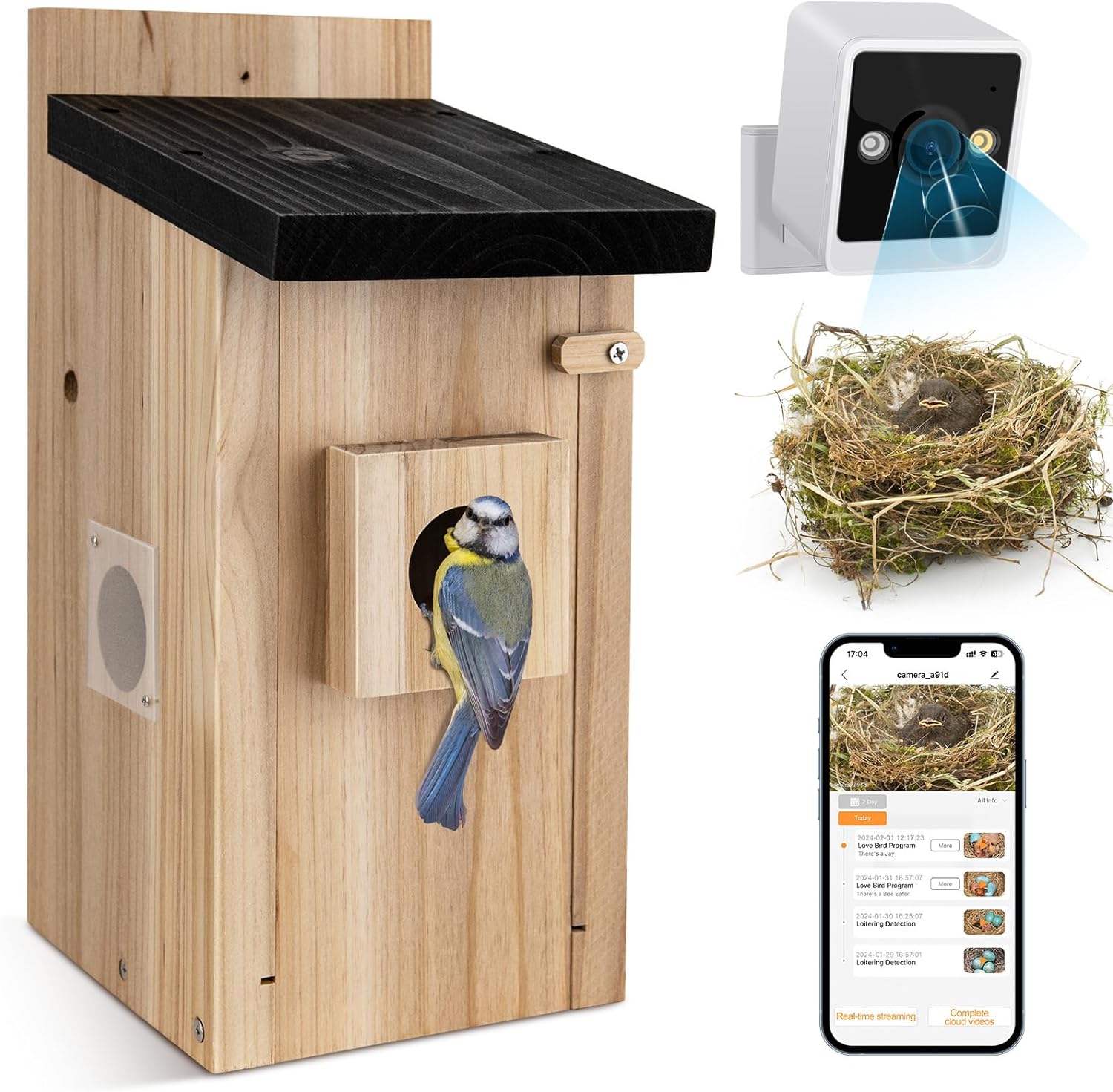 Smart Bird House With Camera, 3MP Birdhouse Camera For Outdoors, Auto Capture Bird Videos & Motion Detection, Watch Bird Nesting & Hatching In Real Time, DIY Ideal Gift