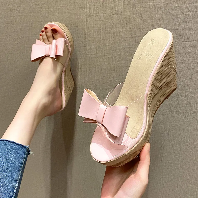 Outer Wedge Platform High Heel Sandals - Pink