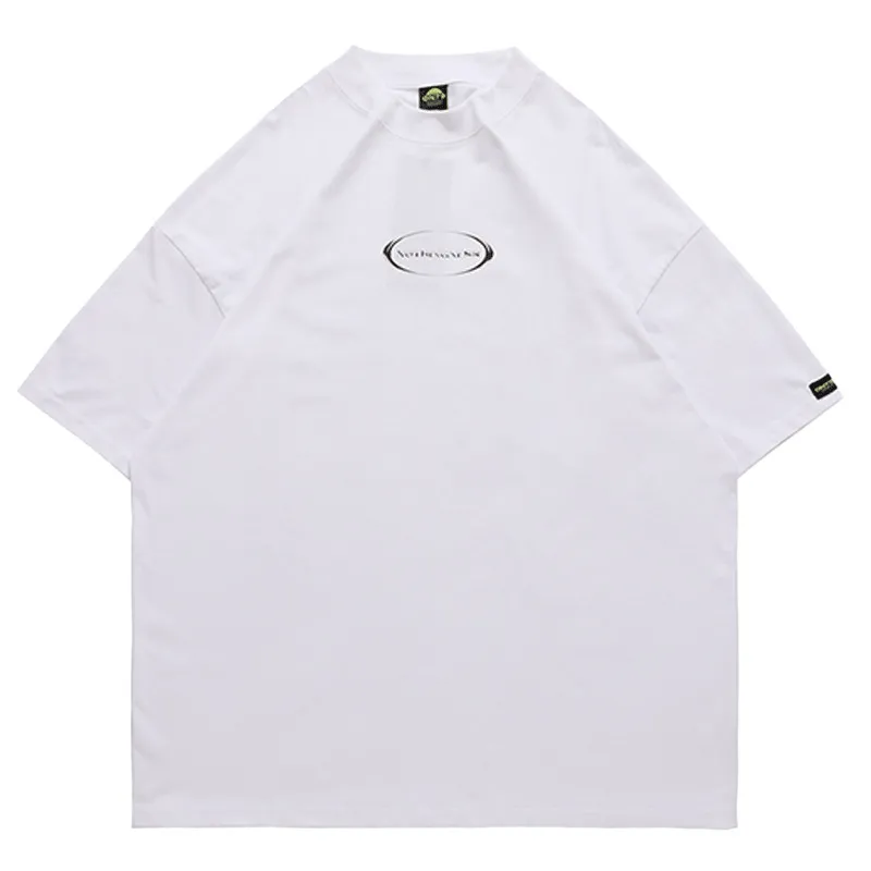 Niche Design Dark Print Short Sleeve T-Shirt - White