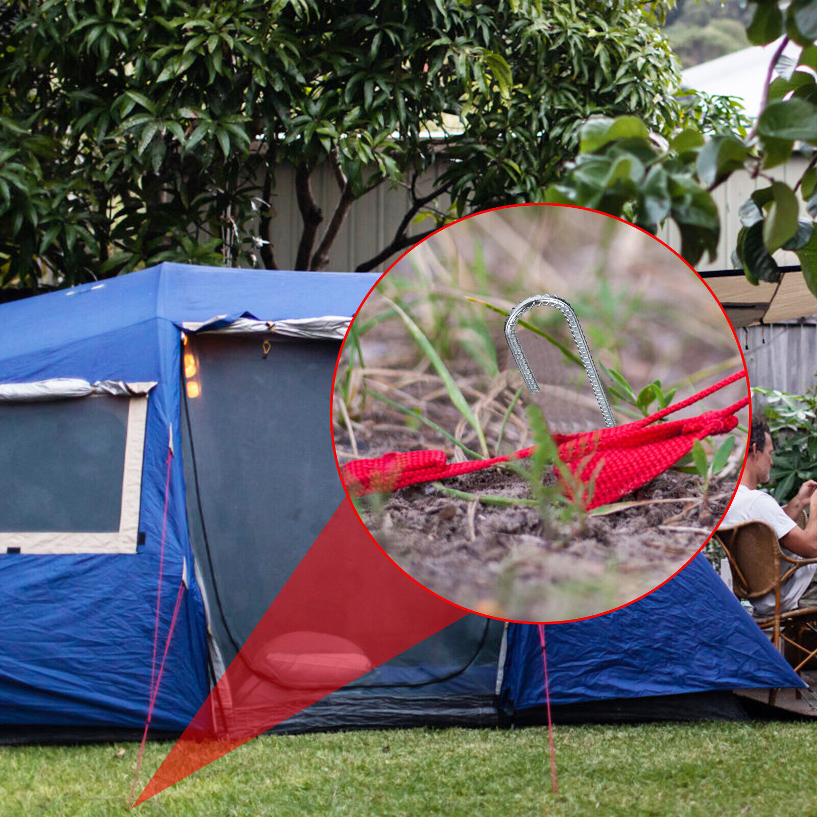 8PCS Heavy Duty Trampoline J-Shaped Metal Wind Stakes Pegs Tent Ground Anchor