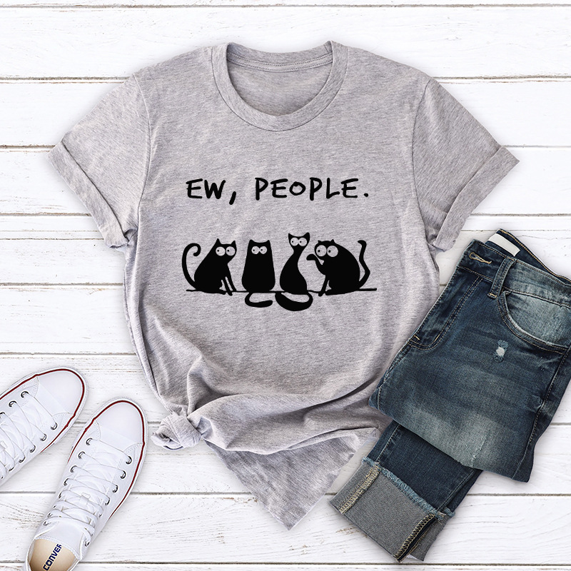 Title 6, Cat Ew People Loose Round Neck Short Sleeve T-s...