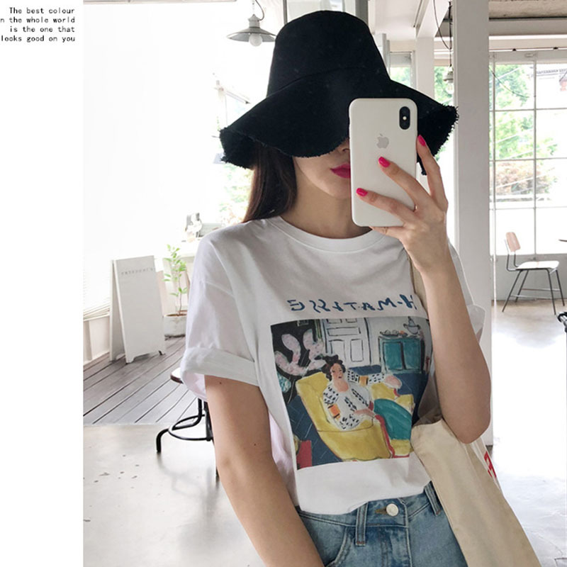 T-shirt Women's Short-sleeved Loose-fitting Printed Half-sleeved Bottoming Shirt