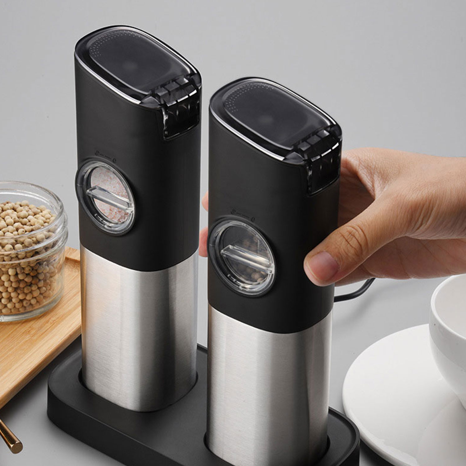 Electric Ceramic Pepper Grinder – One-Handed Spice Mill