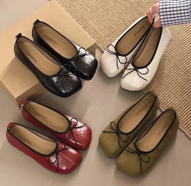 Women Bow Decor Round Toe Ballet Flats, Comfort Slip-on Loafers, Casual Shallow Mouth Shoes