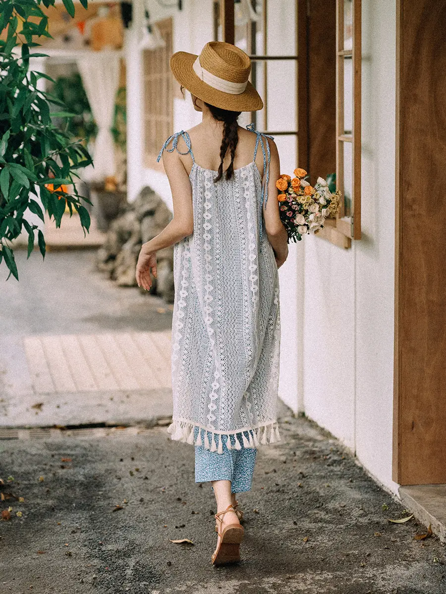 Niche Design Holiday Style Long Dress Sleeveless