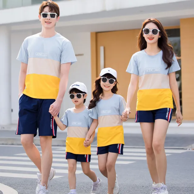 Fashion Striped Family Matching Outfits Summer Casual T Shirt Shorts Sets Couples Parentage Pajamas Holiday Outdoor Suits Blue - Shop at LoveMi