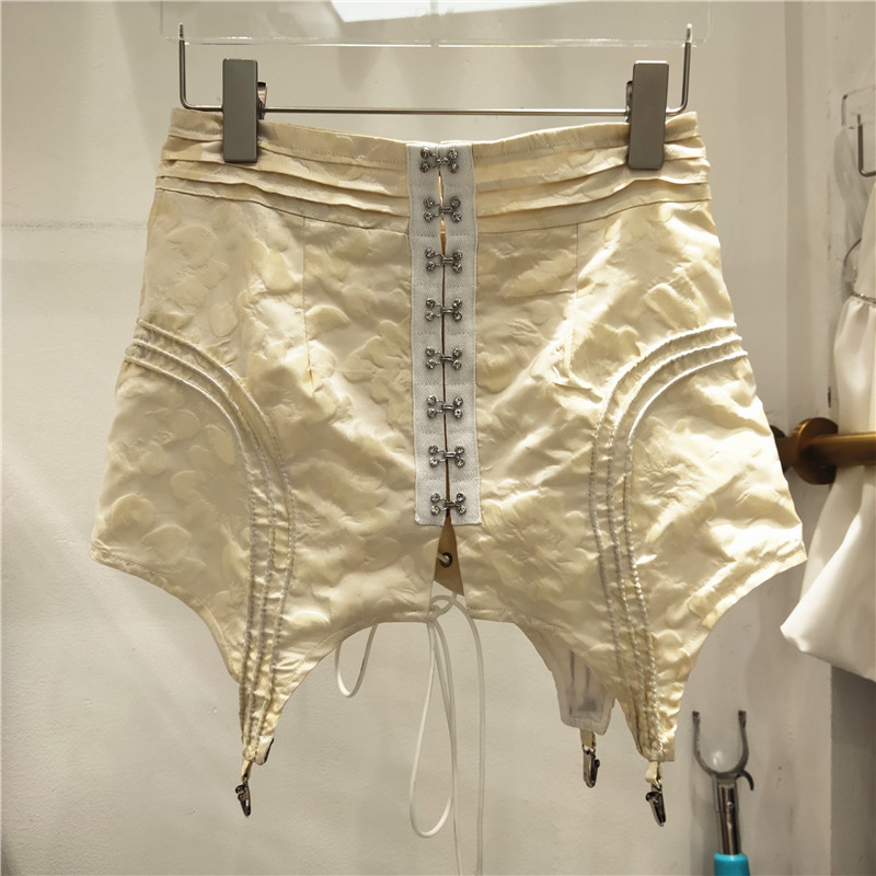 High Waist Tight-fitting Half-length Bag Hip Skirt Design Handmade Metal Hook-and-eye Buckle