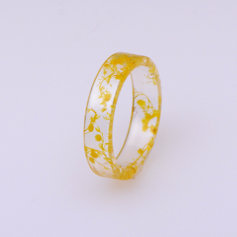 Retro Resin Transparent Ring Creative Popular Multi-color Dried Flower Chip