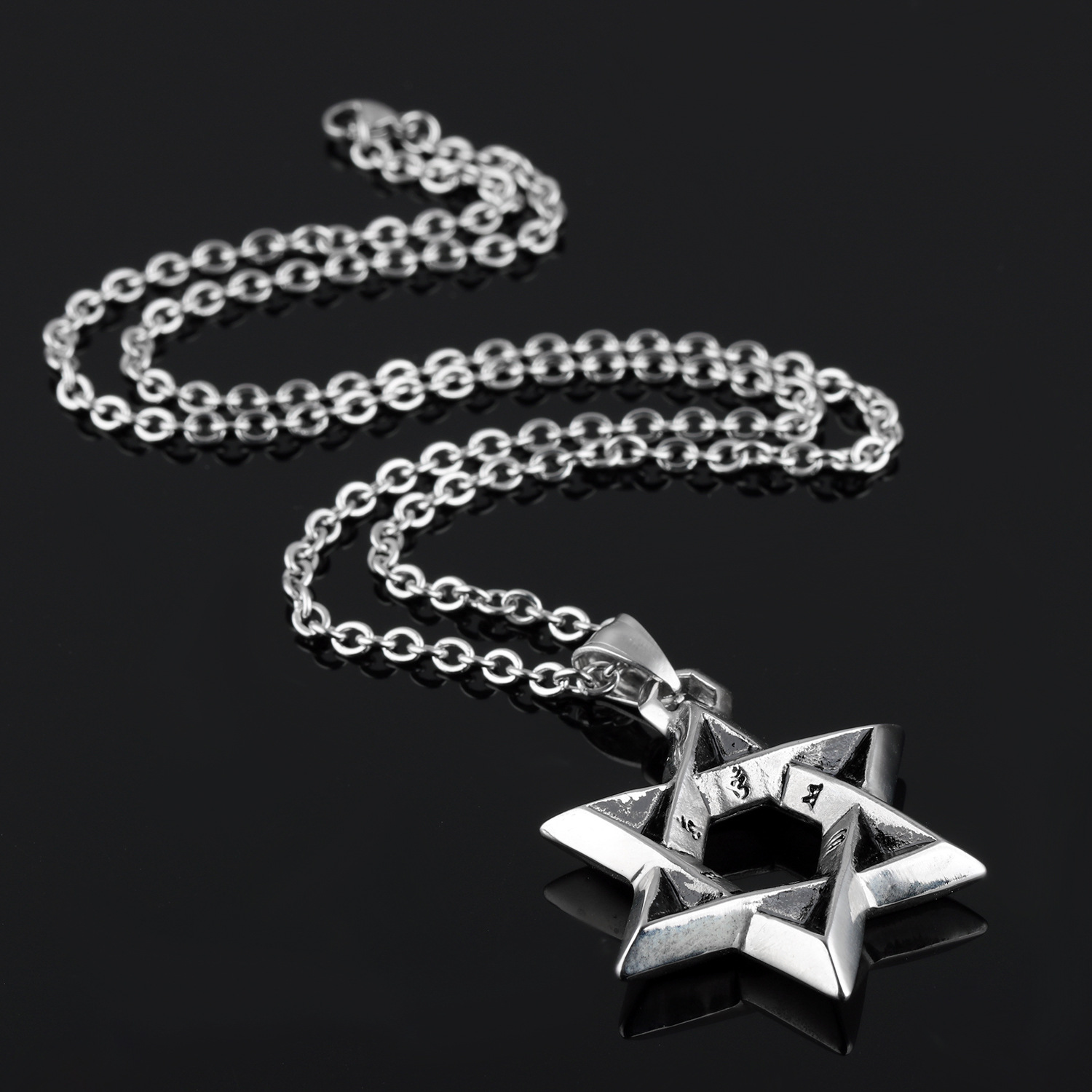 Stainless Steel Necklace Wholesale Punk Style Men's Six-pointed Star Pendant