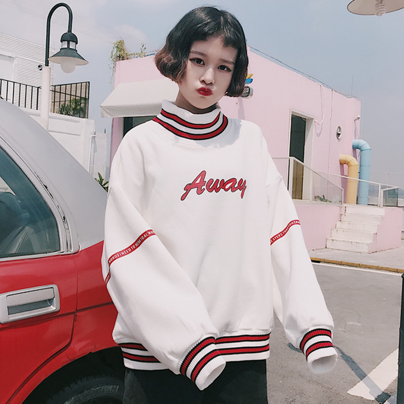 Title 19, High collar fake two long sleeves