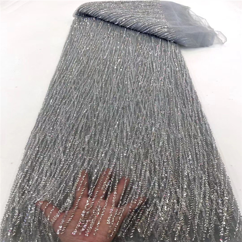 Vertical Stripe Mesh Tube Embroidery Bead Sheet Embroidery Fabric — image 1