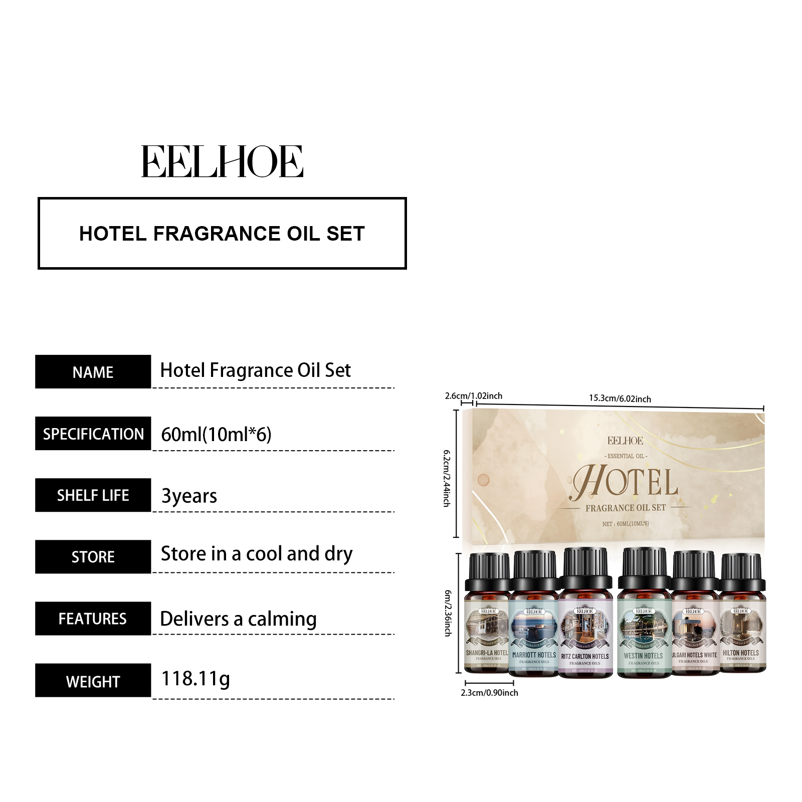 Hotel Fragrance Oil Set, 6 Pack Premium Scented Oils For Diffuser, Candle Making & Room Spray, Aromatherapy Essential Oils Gift Set For Home