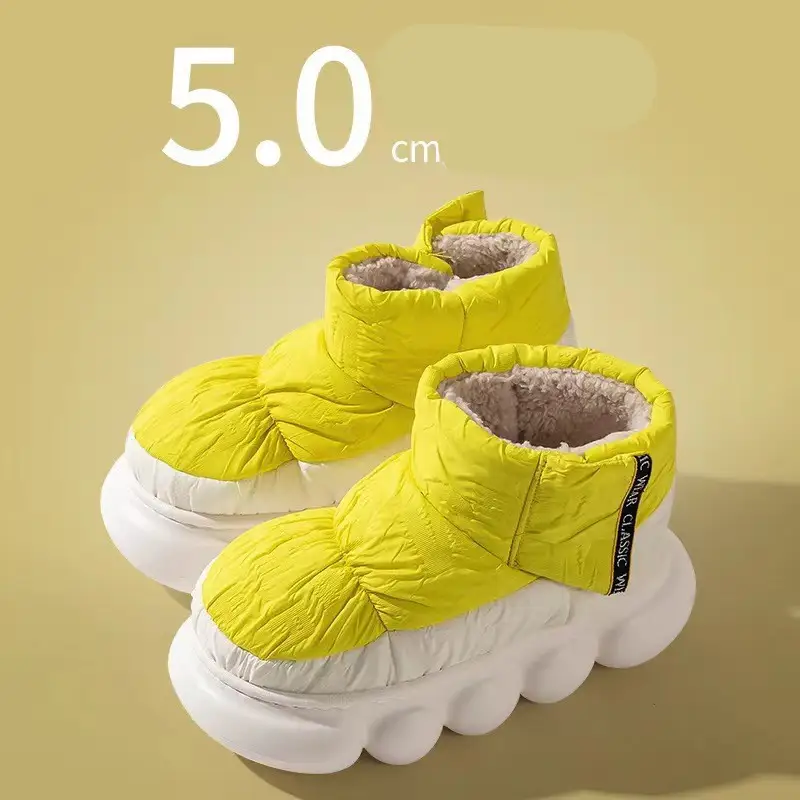 Winter Thick-soled Feces-feeling Couples Wear Waterproof And Non-slip Velvet Warm Cotton Slippers Indoors And Outdoors