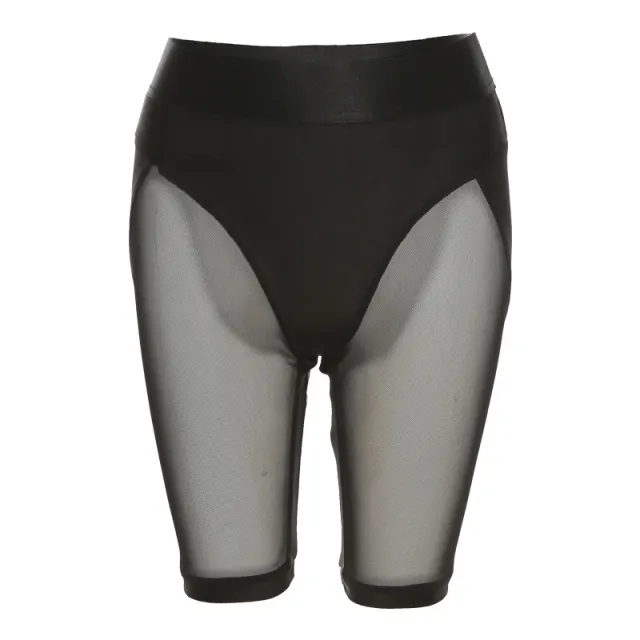 European And American Women's New Sexy Mesh Stitching High Waist Shorts Black - Shop at LoveMi