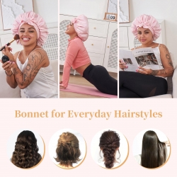 Silk Bonnet For Sleeping Women, Satin Hair Bonnet For Sleeping For Wavy Curly Natural Hair Women Men - Image 5
