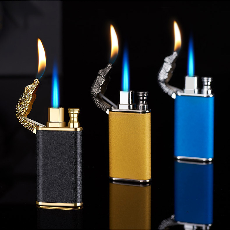 Creative Blue Flame Windproof Lighter – Metal Refillable Design - Image 3