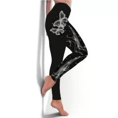 Women's Leggings Fitness Breathable Skinny Butterfly Printed Yoga Pants - Grey - View 1