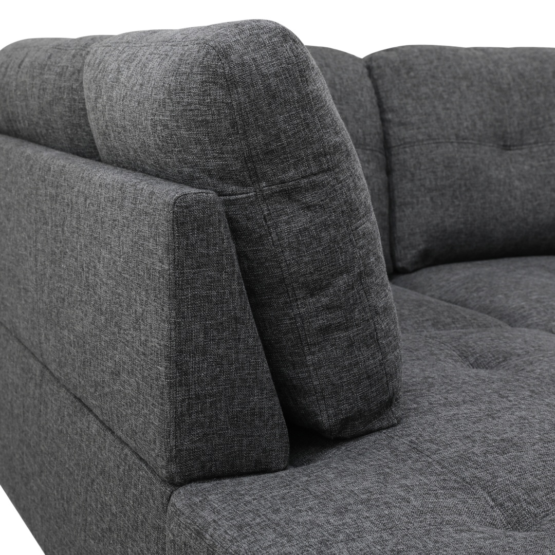 Pickup Only--Black Grey Linen 3-Piece Couch Living Room Sofa Set