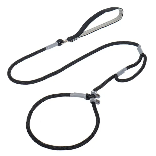 Dog Leash Slip Chains Collar Leads Strong Double Handle Nylon Rope No Pull Pet Training Leash For Small Dogs Puppy Traction Rope 1.4m Black - Shop at LoveMi