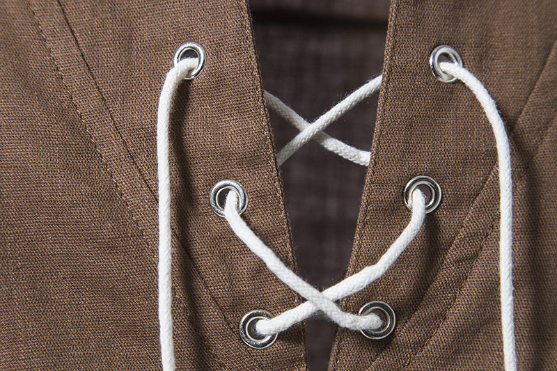 Men's Cotton Linen Shirts Long Sleeve Solid Color - 50
