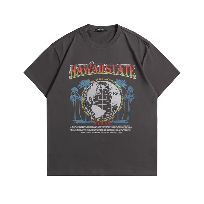 Hawaiian Island Pattern Couple Loose T-Shirt Casual