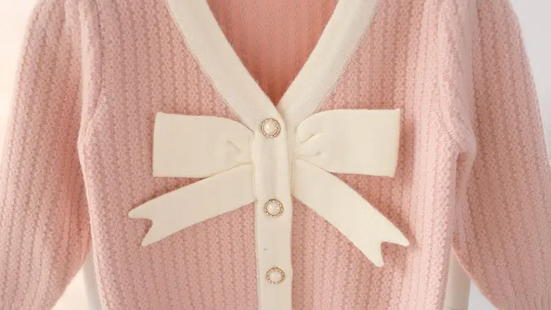 Girls Cardigan Bow Top Sweater Autumn And Winter