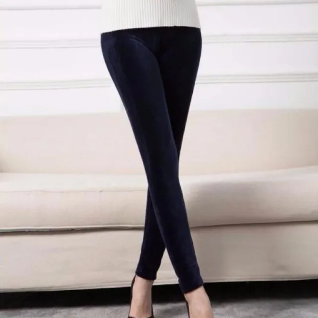 Double faced Velvet High Stretch Leggings Women's Gold Velvet Slim High Waist Black - Shop at LoveMi