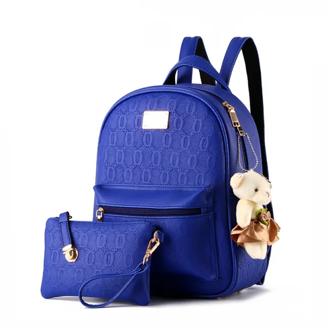 Korean Casual Shoulder College Style Solid Color Blue - Shop at LoveMi