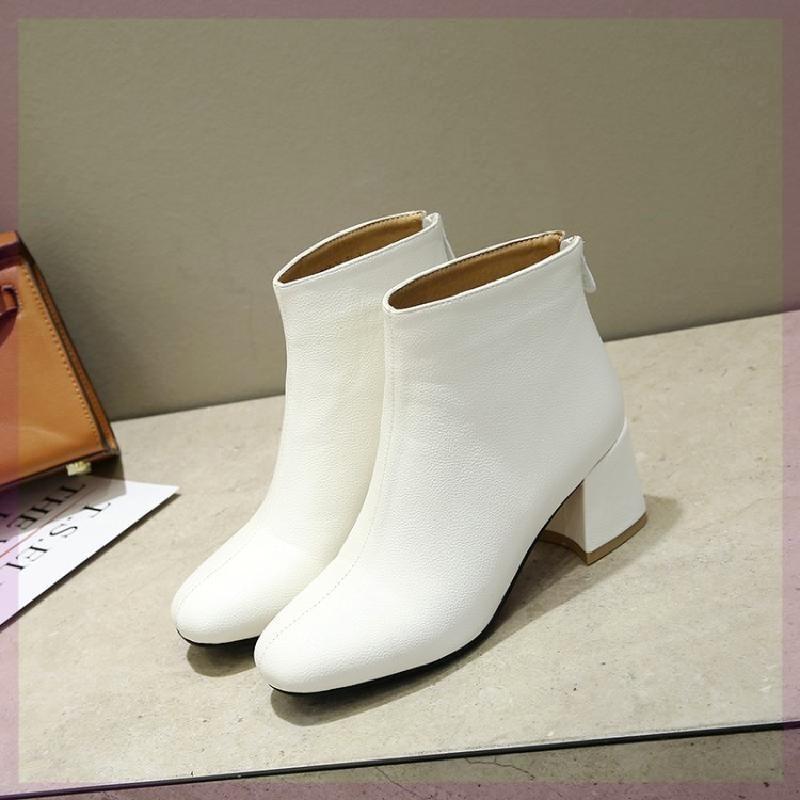 Autumn And Winter New Short Boots Square Toe Women White - Shop at LoveMi