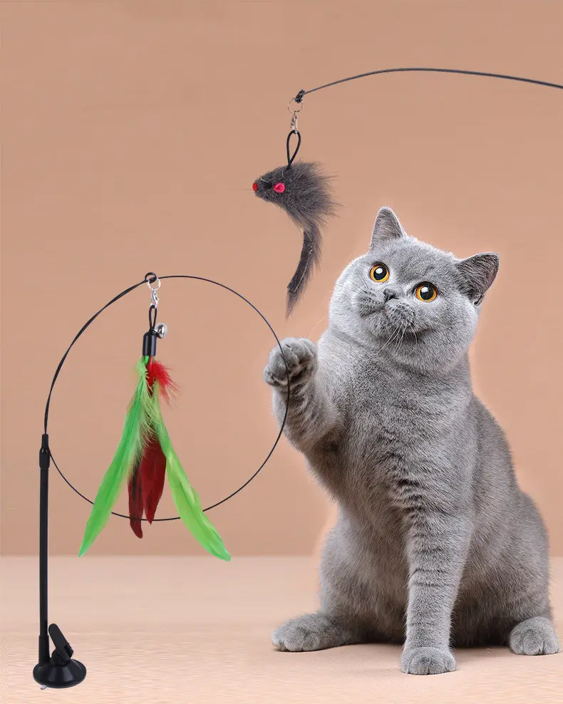 H Sucker Cat Teaser Adsorption Handheld Steel Wire Cat