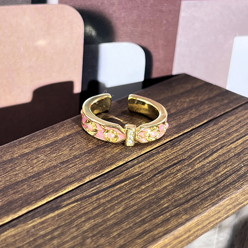 Premium Multihued Glaze Flower Enamel Ring Sweet Cool Retro Women Gift Ring