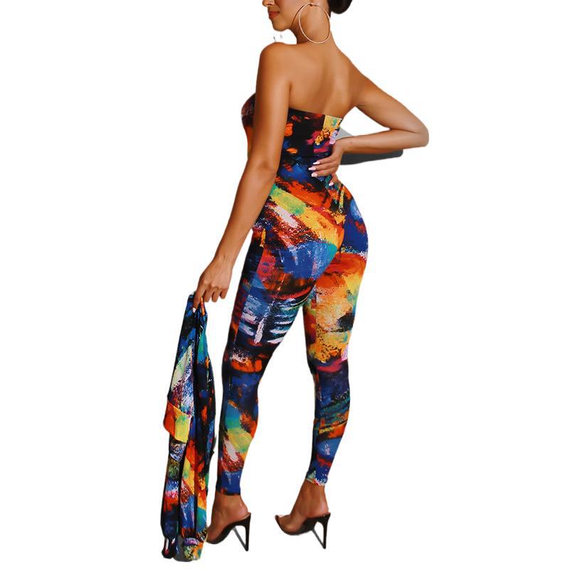 Title 3, Tweedelige damesjumpsuit met print en borstomhu...