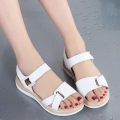 Fashion Soft-soled Flat-heeled Casual Mid-heel Mom Shoes - White - View 1