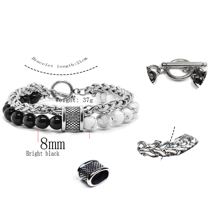 European And American Stainless Steel Tiger's Eye Men's Bracelet