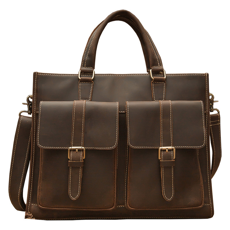 Handmade Vintage Leather Men's Briefcase Brown - Shop at LoveMi