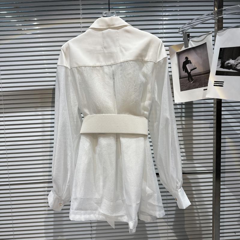 Wide Belt Mesh Patchwork Sunscreen Coat