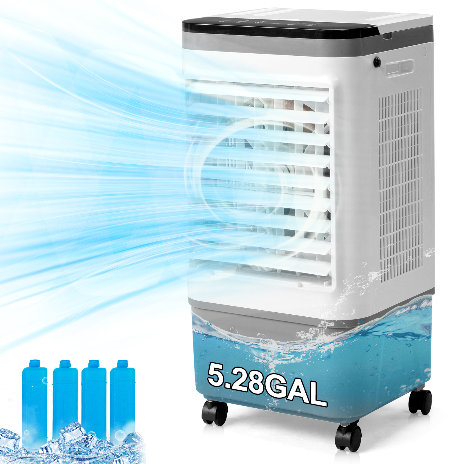 American Specification, Evaporative Air Cooler, Fan, Cooling And Humidification 3-in-1, 12-hour Timer